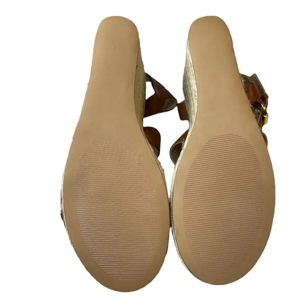 STEVE MADDEN Women's Valery Espadrille Wedge Sandals Cognac Brown Size 8.5 NEW
